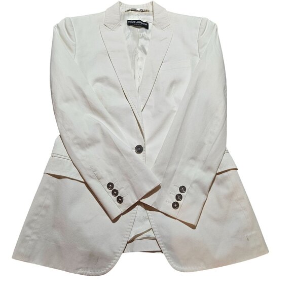 Silk Dolce & Gabbana Women's White Blazer Jacket Italy 38 Elegant Designer Fully - Picture 3 of 16